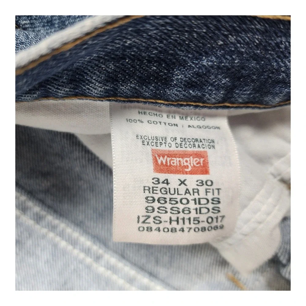 Wrangler Mens Regular Fit Straight Leg Jeans Medium Wash Blue 34x30 96501DS